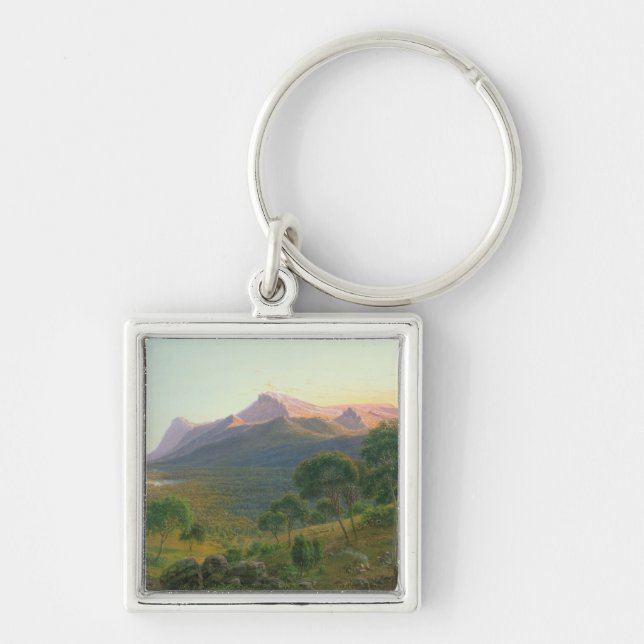 Aborigines by a Fire before Mount William Keychain (Front)
