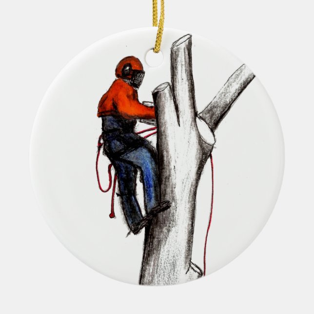Aborist Tree surgeon christmas present gift Ceramic Ornament (Front)