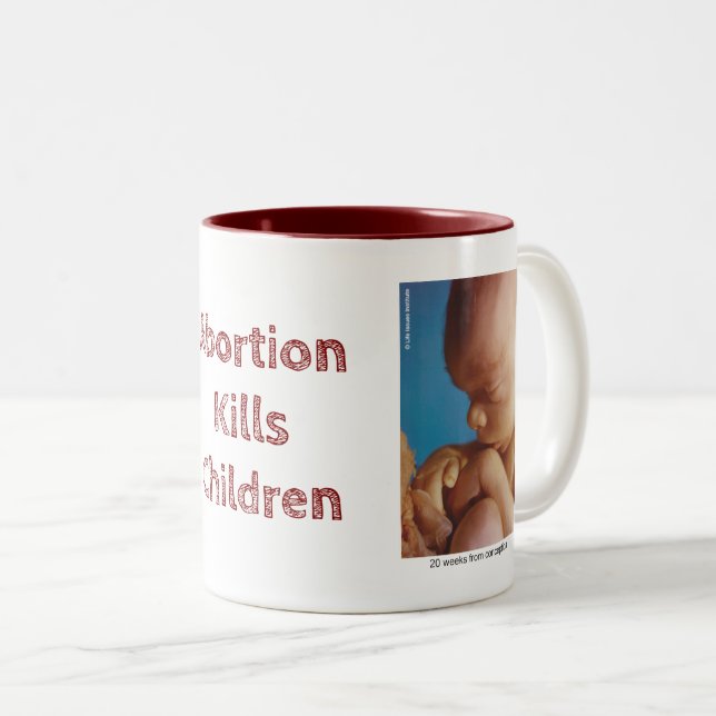 Abortion Kills Children Two-Tone Coffee Mug (Front Right)
