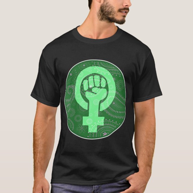 Abortion Rights Feminist Fist Green Bandana Pro Ch T-Shirt (Front)