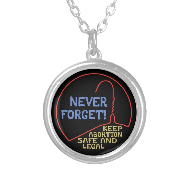 Abortion Safe & Legal Silver Plated Necklace (Front)