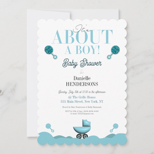About a Boy Baby Shower Invite Invitation (Front)