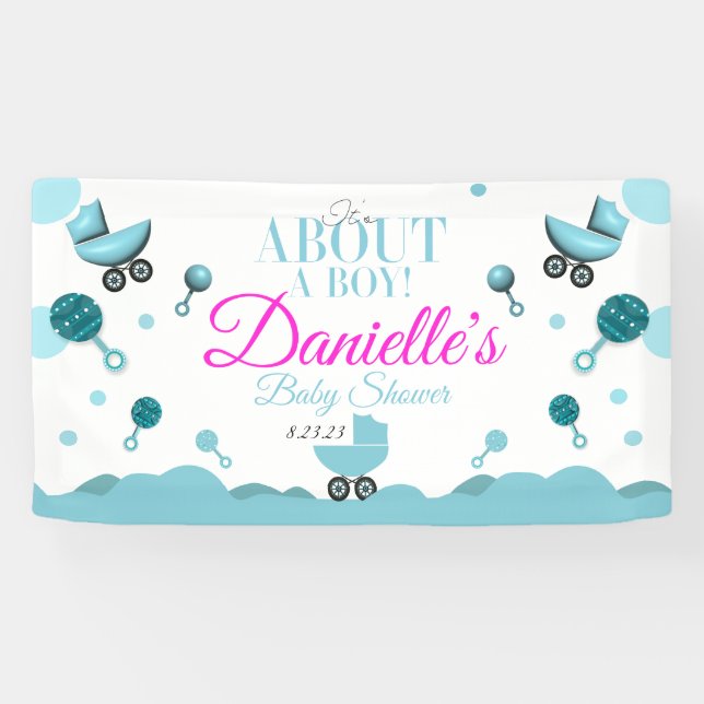 About a Boy Baby Shower Invite Invitation Gift Bag Banner (Horizontal)
