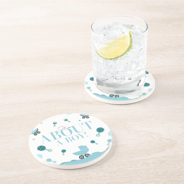About a Boy Baby Shower Invite Invitation Gift Bag Coaster (Side)