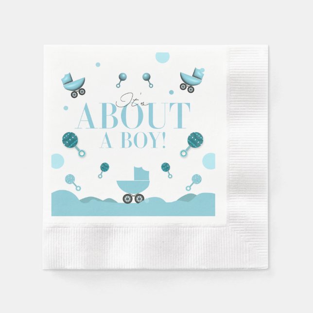 About a Boy Baby Shower Invite Invitation Gift Bag Napkins (Front)