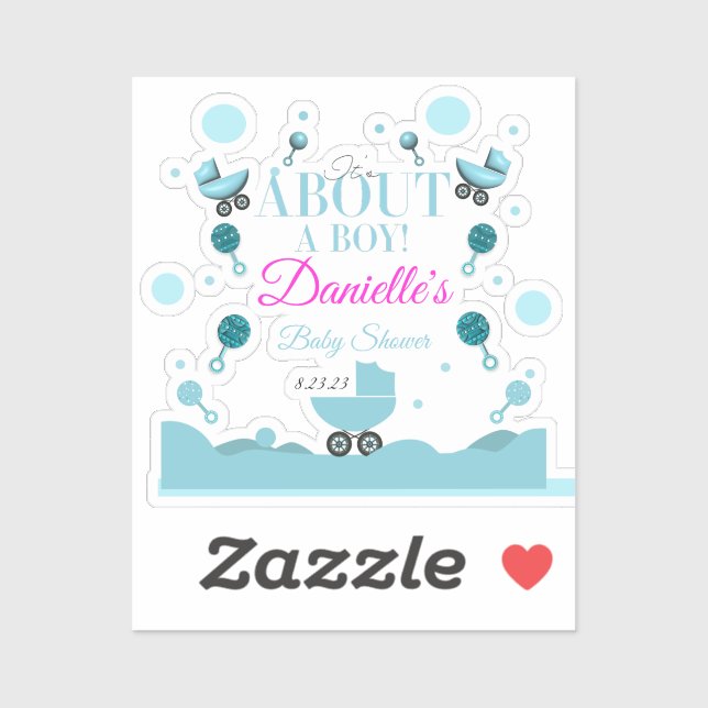 About a Boy Baby Shower Invite Invitation Gift Bag Sticker (Sheet)