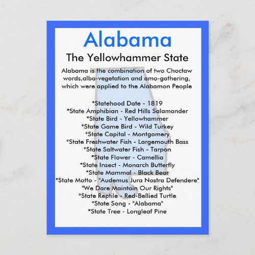 About Alabama Postcard