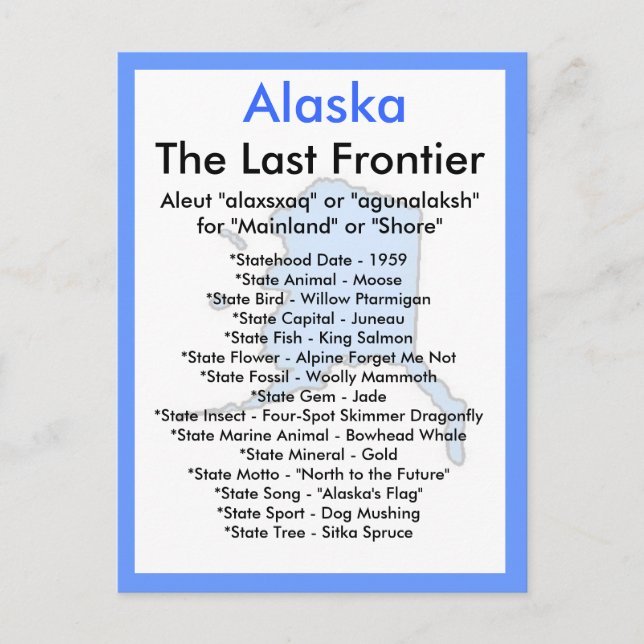 About Alaska Postcard (Front)