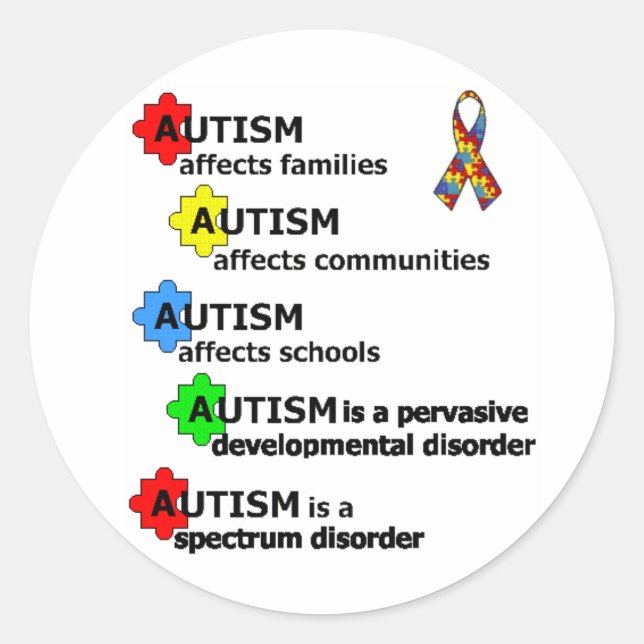 ABOUT AUTISM CLASSIC ROUND STICKER (Front)