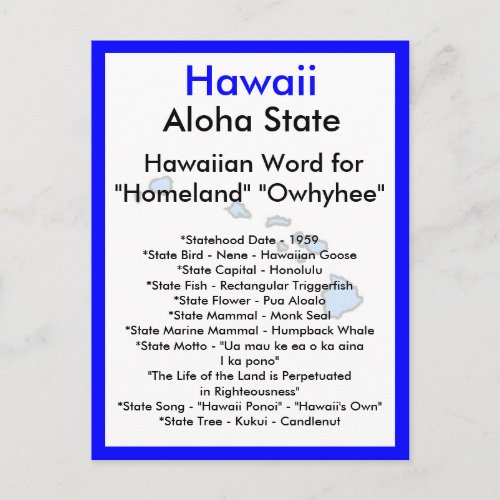 About Hawaii Postcard