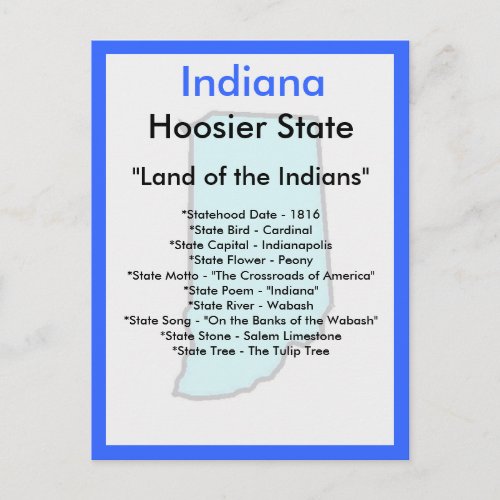 About Indiana Postcard
