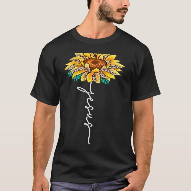 About Jesus Christ Sunflower Christian Religious R T-Shirt (Front)