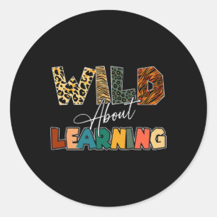 About Learning Leopard Teacher Back To School Teac Classic Round Sticker