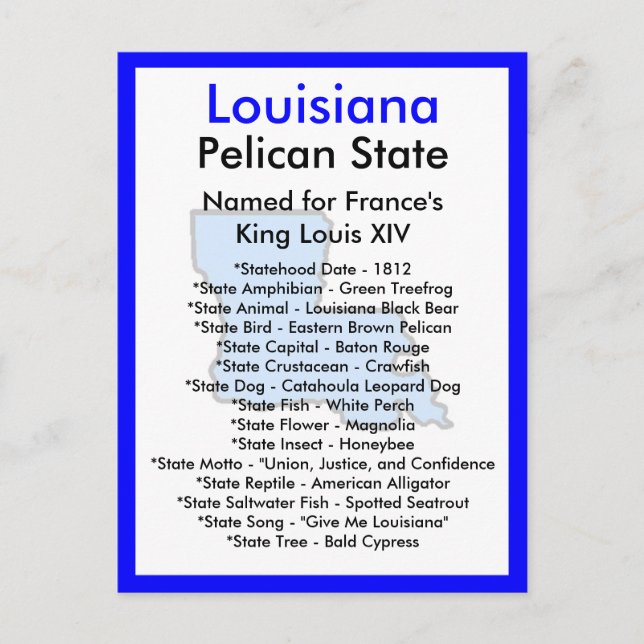 About Louisiana Postcard (Front)
