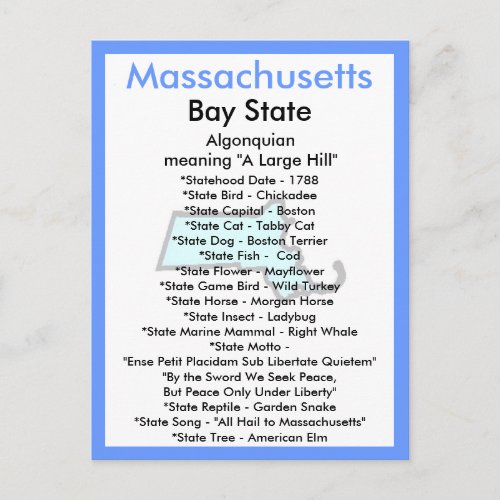 About Massachusetts Postcard