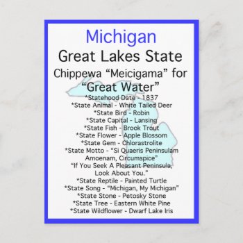 About Michigan Postcard by archemedes at Zazzle