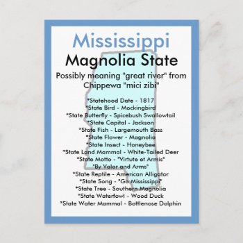 About Mississippi Postcard by archemedes at Zazzle