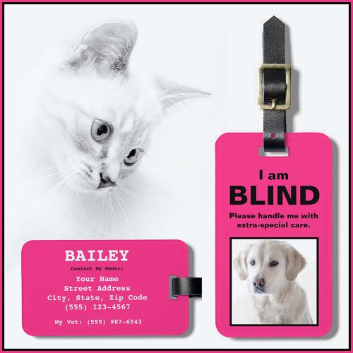 About My Dog Blind Deaf Cat Dog Crate Luggage Tag