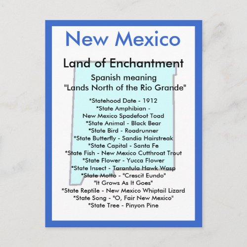 About New Mexico Postcard