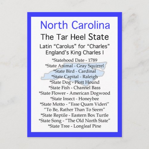 About North Carolina Postcard