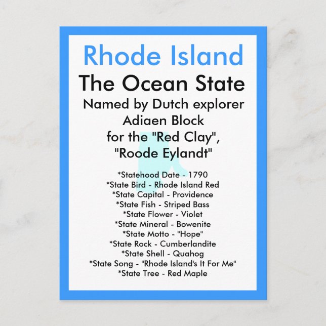 About Rhode Island Postcard (Front)