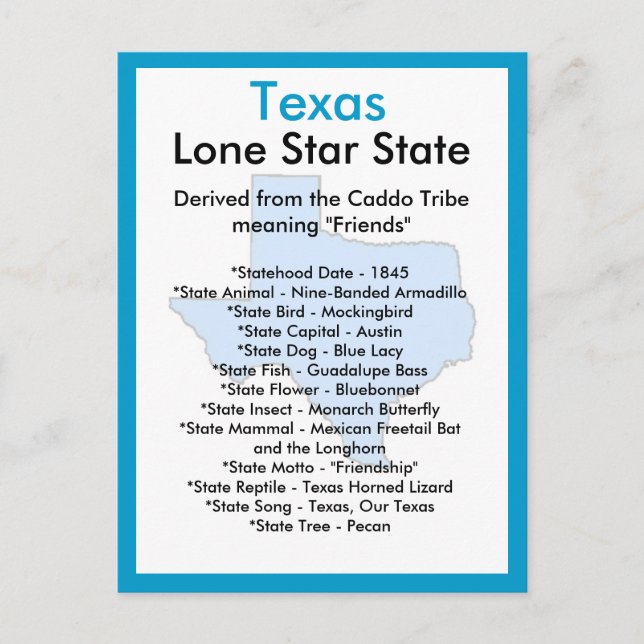 About Texas Postcard (Front)
