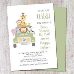 About To Get Wild Safari Baby Shower By Mail Invitation
