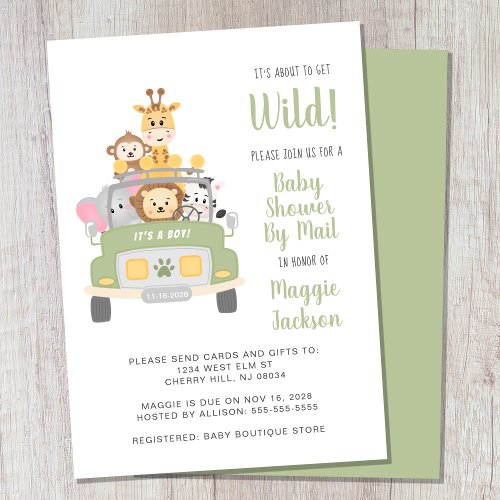 About To Get Wild Safari Baby Shower By Mail Invitation