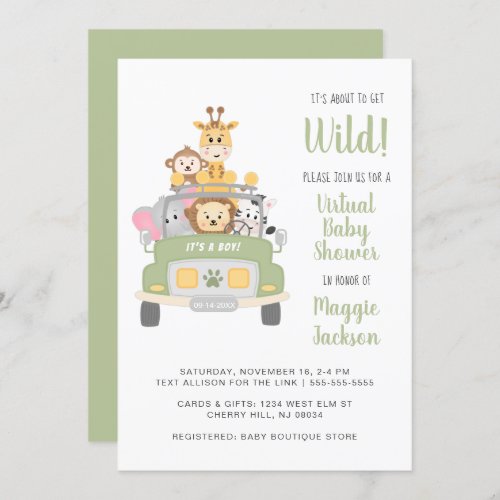 About To Get Wild Safari Virtual Baby Shower Invitation