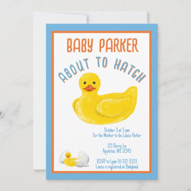 About to Hatch Baby Shower Invitation (Front)
