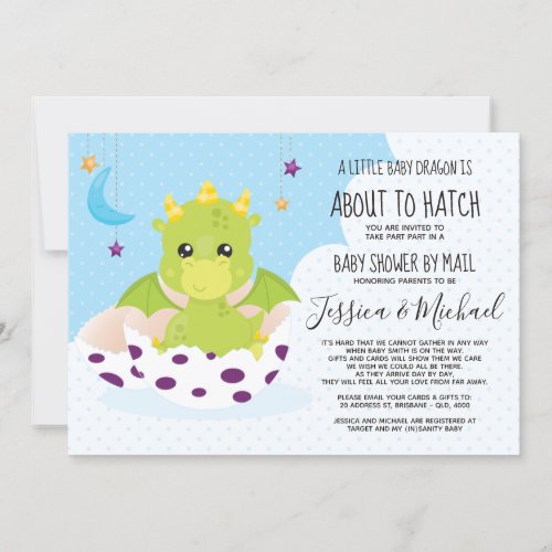 About To Hatch Dragon  Baby Shower by Mail Invitation