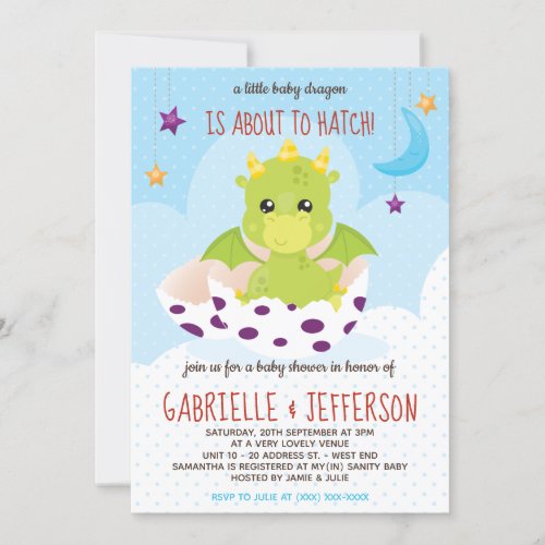 About To Hatch Dragon Baby Shower Invitation
