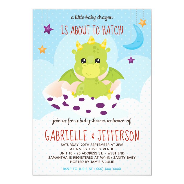 dragon baby shower invitations
