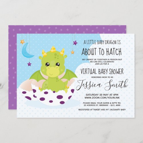 About to Hatch Dragon  Virtual Baby Shower Invitation