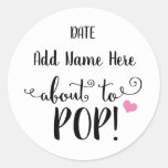 About To Pop Baby Shower Sticker at Zazzle