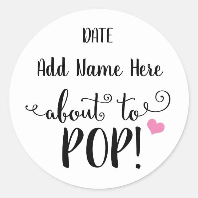 About To POP baby shower sticker (Front)