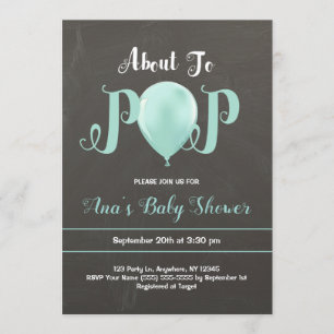 About to Pop Balloon Baby Shower Invitation Mint