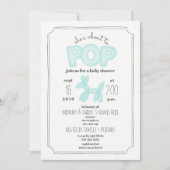 About To Pop Blue Balloon Animal Baby Shower Invitation (Front)