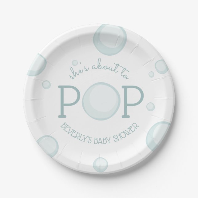 About to Pop Bubbles Baby Shower Paper Plates (Front)