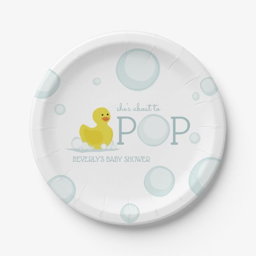 About to Pop Bubbles Rubber Duck Baby Shower Paper Plates