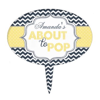 About To Pop Chic Chevron Baby Shower Cake Topper by brookechanel at Zazzle
