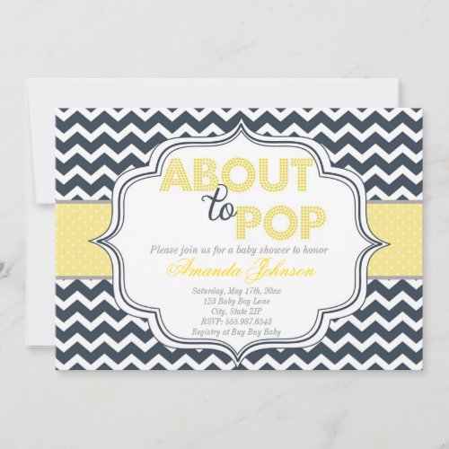 About to Pop Chic Chevron Baby Shower Invitation