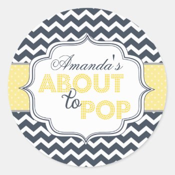About To Pop Chic Chevron Baby Shower Stickers by brookechanel at Zazzle