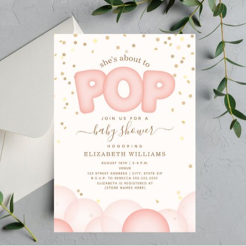 About to Pop Pink Balloons Invitation