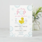About To Pop Rubber Duck Bubbles Baby Shower Invitation (Standing Front)