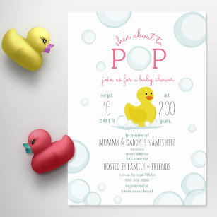About To Pop Rubber Duck Bubbles Baby Shower Invitation