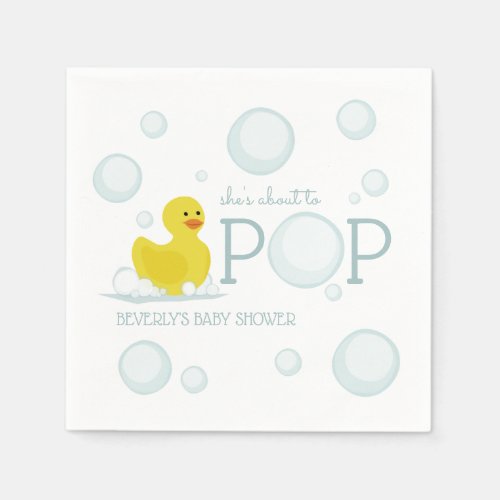 About to Pop Rubber Duck Bubbles Baby Shower Napkins