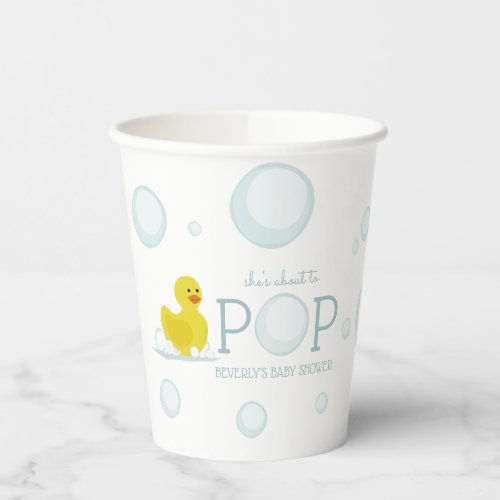 About To Pop Rubber Duck Bubbles Baby Shower Paper Cups