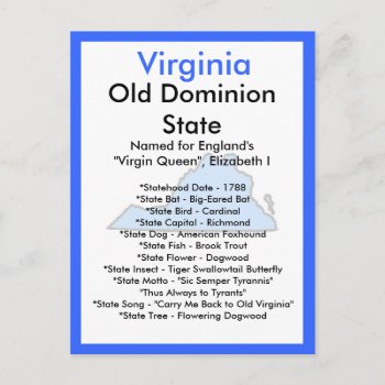 About Virginia Postcard by archemedes at Zazzle