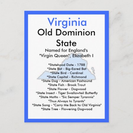 About Virginia Postcard